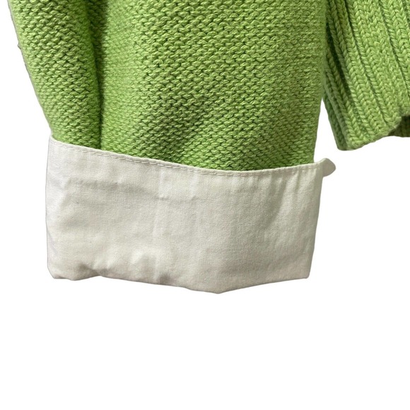 jm collection sweater medium grreen knit dickie style collar retro - Picture 5 of 7